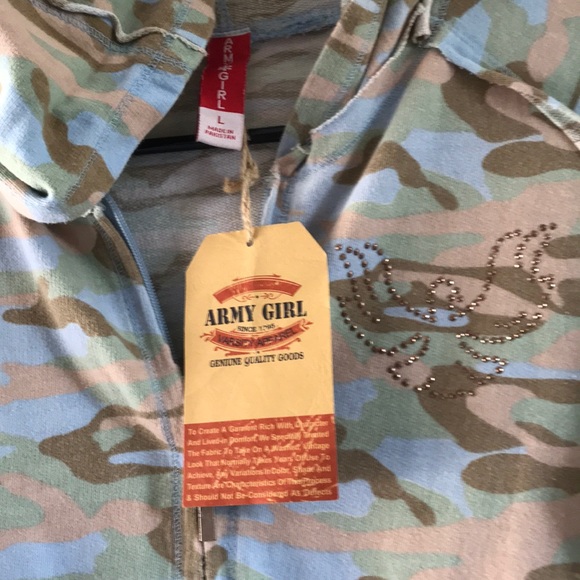 Army Girl Blue Camou Hoodie Varsity Apparel L NWT - Picture 2 of 12